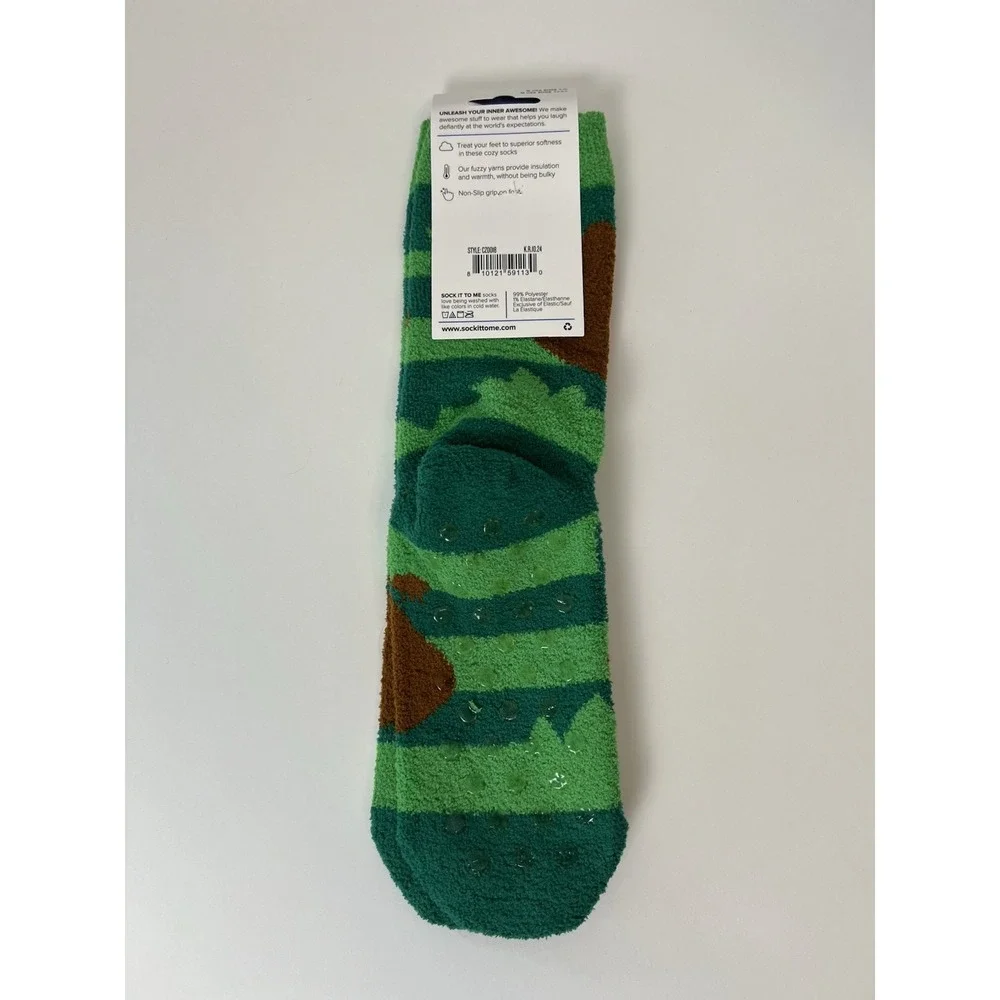 Sock it to me Slipper sock-Slow life Fuzzy warm‎ non-slip grip green sloth